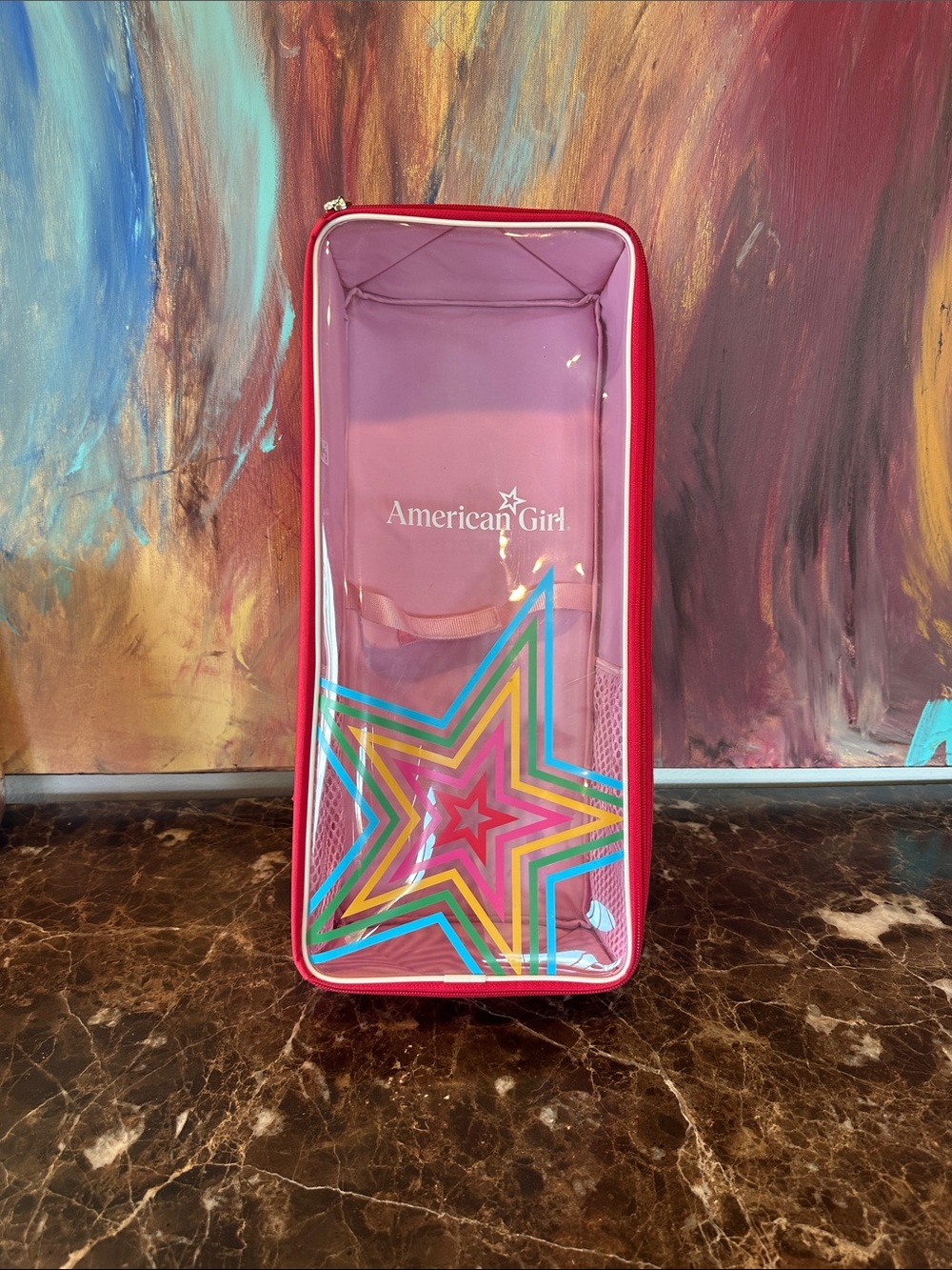 American Girl Pink Clear Star Travel Case